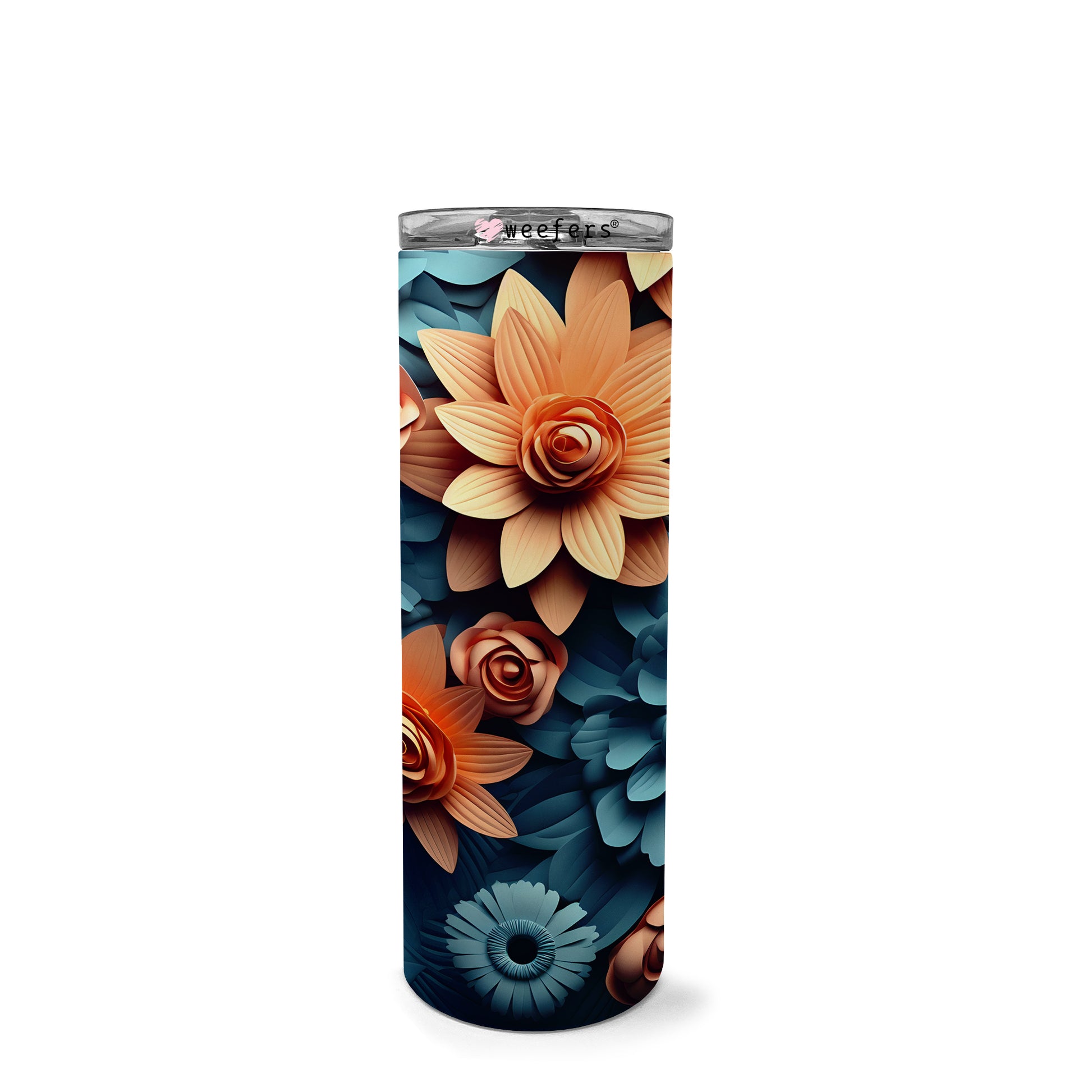 20oz Skinny Tumbler Wrap - 3D Blue and Coral Dreams - Weefers