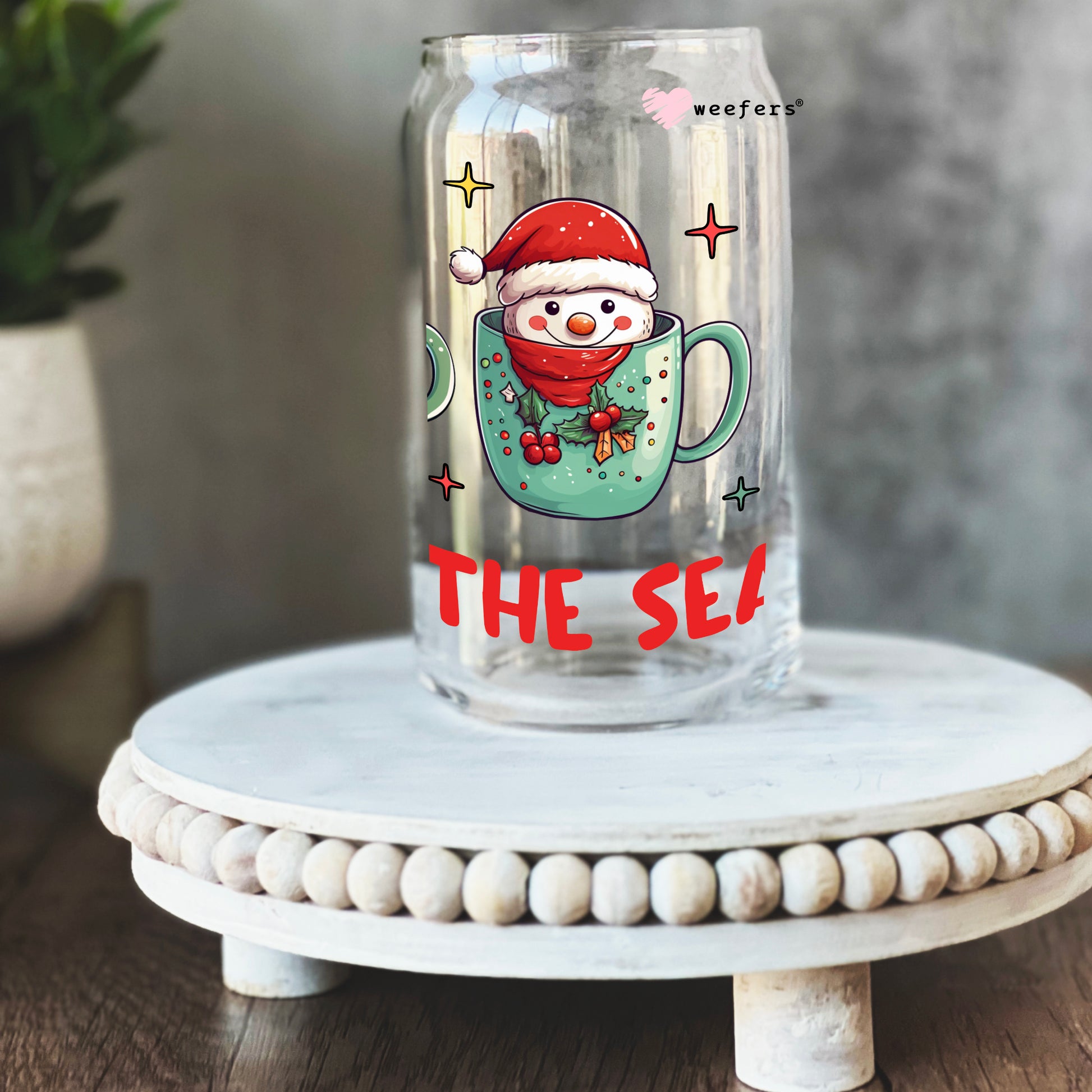 Tis The Season Christmas 16oz Libbey Glass Can UV DTF or Sublimation Wrap - Decal - Weefers