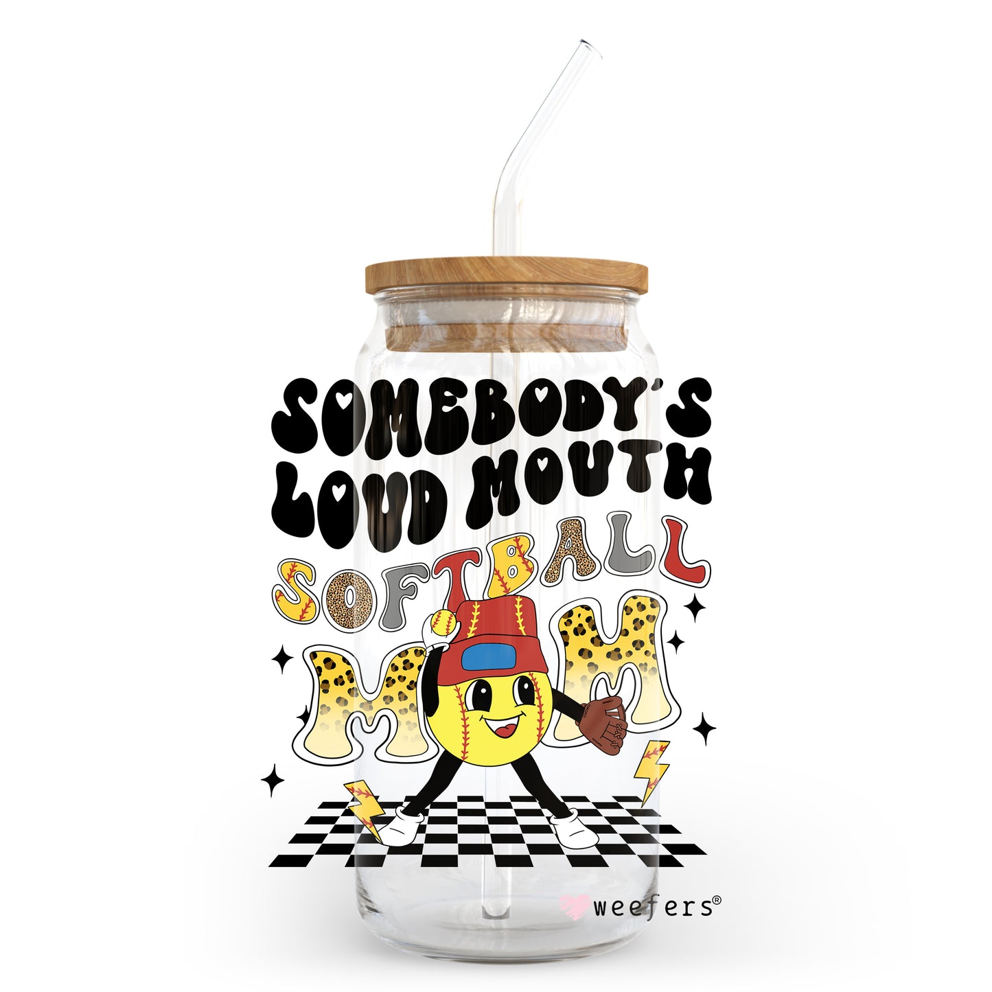 Somebody's Loud Mouth Softball Mom 20oz Libbey Glass Can, 34oz Hip Sip, 40oz Tumbler UV DTF or Sublimation Decal Transfer - Weefers