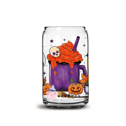 Sisters Coffee Latte Halloween 16oz Libbey Glass Can UV DTF or Sublimation Wrap - Decal - Weefers