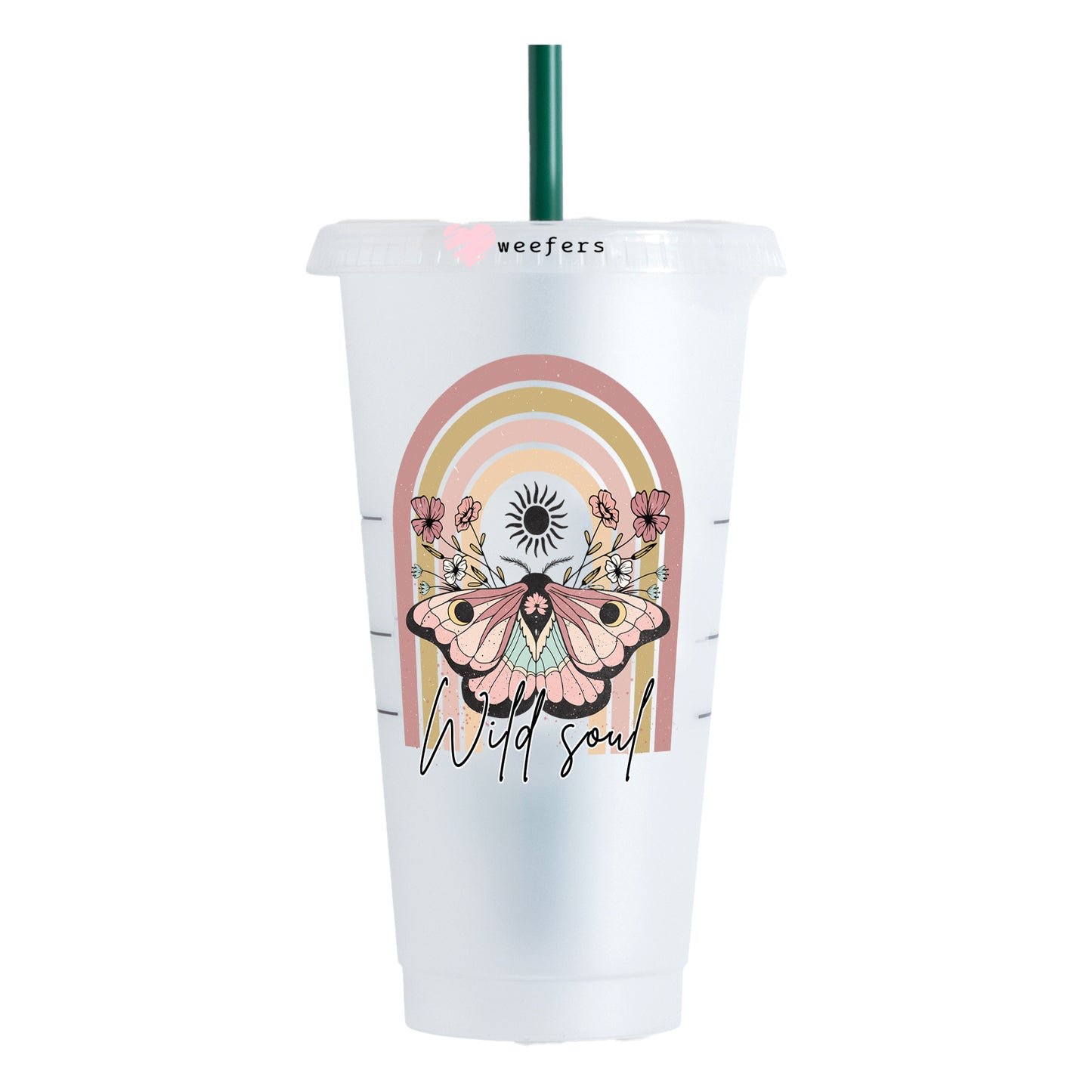 Wild Soul Butterfly 24oz UV DTF Cold Cup Wrap - Ready to apply Decal - Weefers