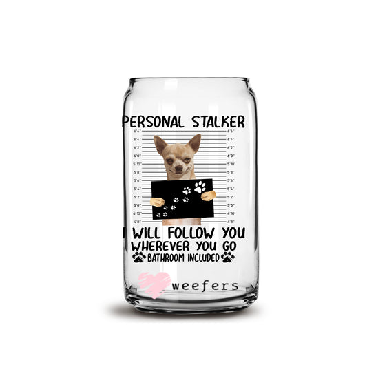 Chihuahua Mug shot 16oz Libbey Glass Can UV DTF or Sublimation Cup Wrap - Decal Transfer Weefers