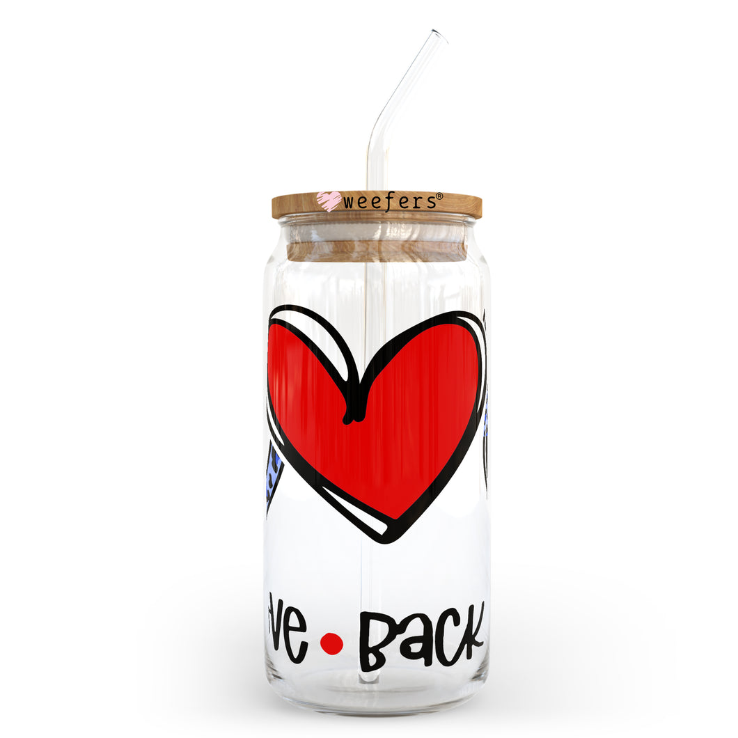 Peace Love Back the Blue 20oz Libbey Glass Can UV-DTF or Sublimation Wrap - Decal