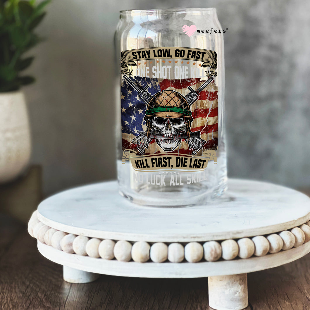 Stay Low Go Fast Veteran  16oz Libbey Glass Can UV-DTF or Sublimation Wrap - Decal