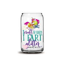 Load image into Gallery viewer, I&#39;m so crafty I Fart Glitter 16oz Libbey Glass Can UV-DTF or Sublimation Wrap - Decal
