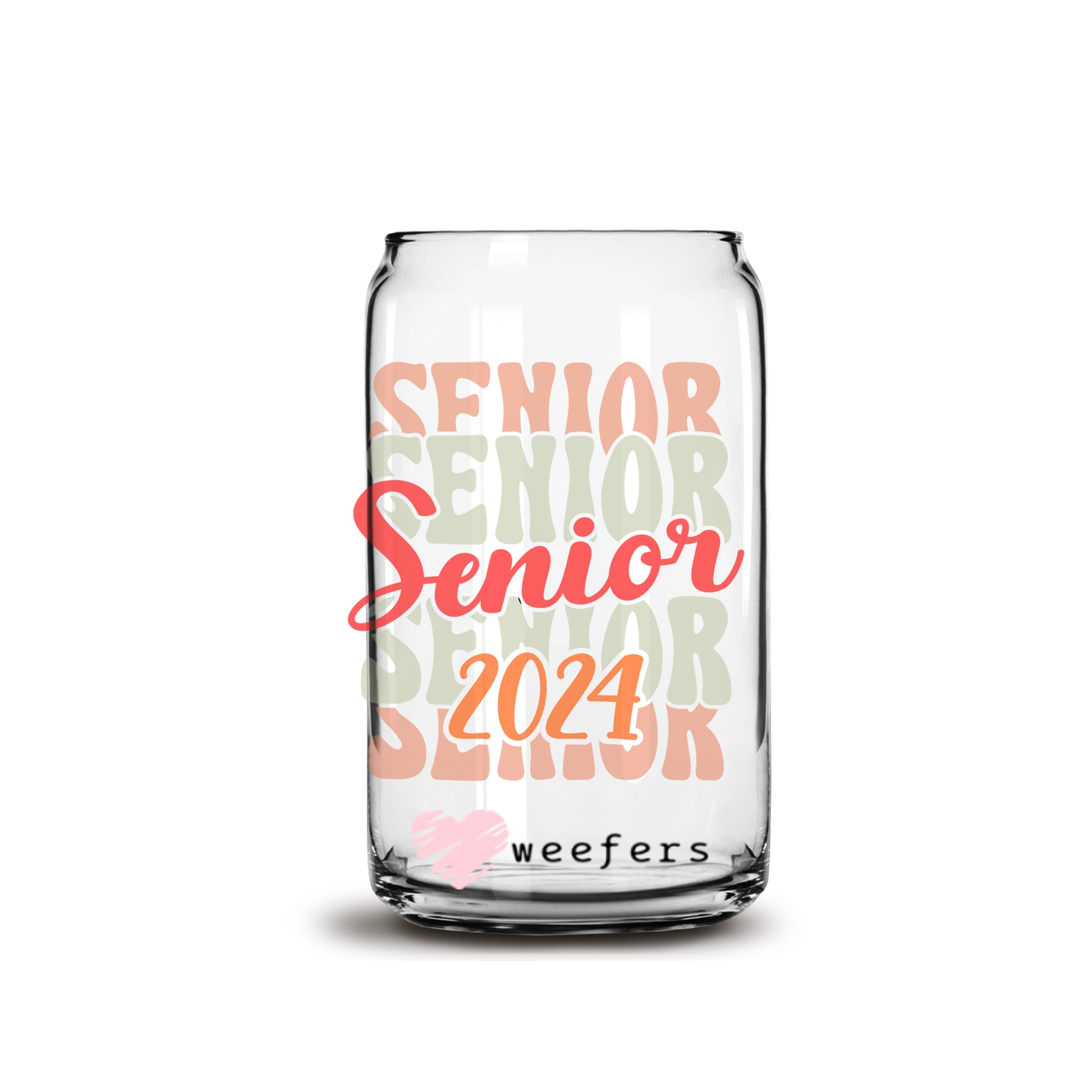 Senior Senior Senior 2024 16oz Libbey Glass Can UV DTF or Sublimation Wrap - Decal - Weefers