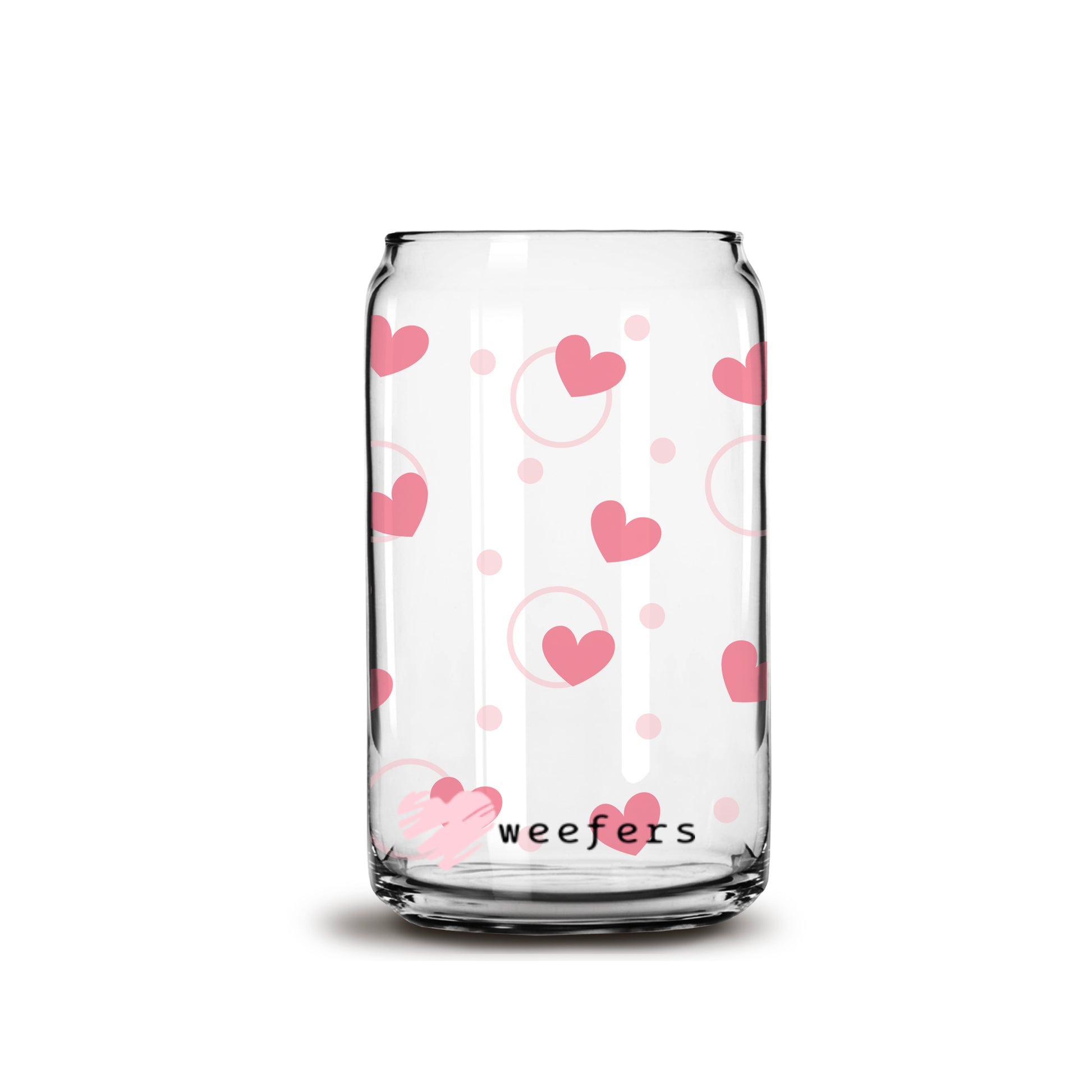 Hearts and Circles 16oz Libbey Glass Can UV DTF or Sublimation Wrap - Decal - Weefers