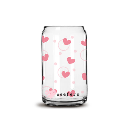 Hearts and Circles 16oz Libbey Glass Can UV DTF or Sublimation Wrap - Decal - Weefers