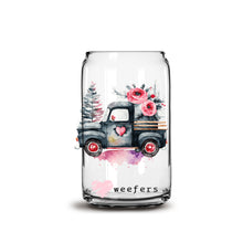 Load image into Gallery viewer, a glass jar with a truck painted on it
