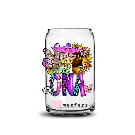 Peace Love CNA 16oz Libbey Glass Can UV DTF or Sublimation Wrap - Decal - Weefers