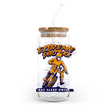 Extreme Dirtbike Eat Sleep Drive 20oz Libbey Glass Can UV DTF or Sublimation Wrap - Decal Transfer - Weefers