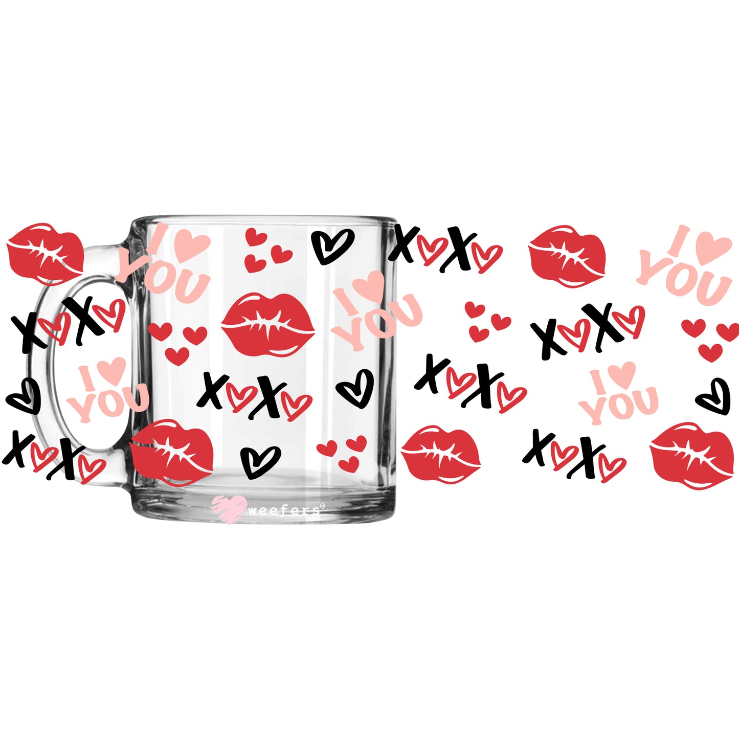 Hugs and Kisses Valentine's Day 11oz Coffee Mug UV DTF or Sublimation Wrap - Decal - Weefers