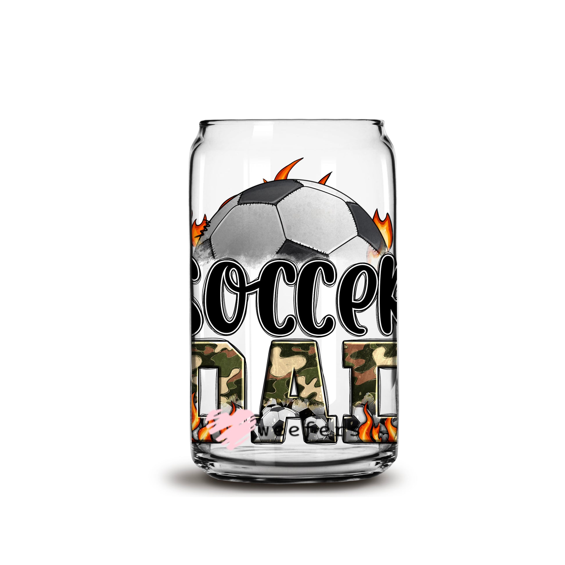 Soccer Dad 16oz Libbey Glass Can UV DTF or Sublimation Decal Transfer - Weefers