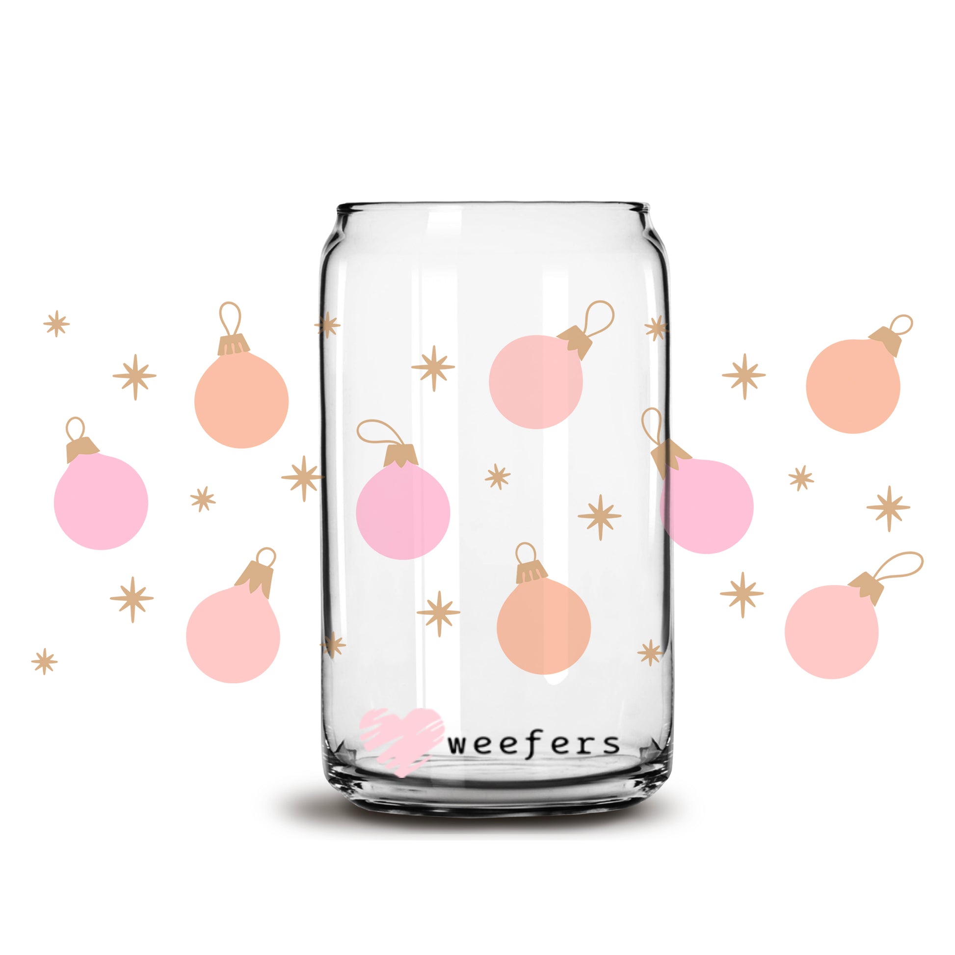 Christmas Tree Ornaments 16oz Libbey Glass Can UV DTF or Sublimation Wrap - Decal - Weefers