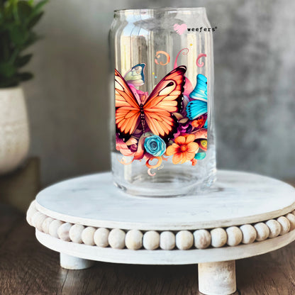 Oh Butterfly 16oz Libbey Glass Can UV DTF or Sublimation Wrap - Decal - Weefers