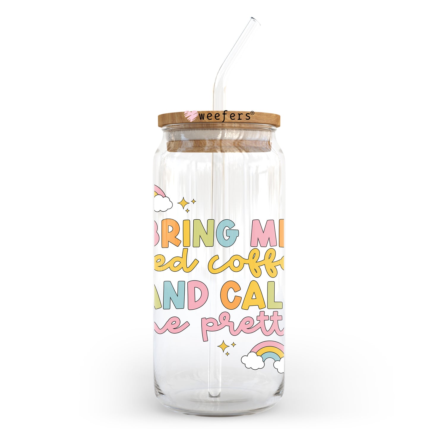 Bring Me Iced Coffee and Call Me Pretty 20oz Libbey Glass Can UV DTF or Sublimation Wrap - Decal Transfer - Weefers