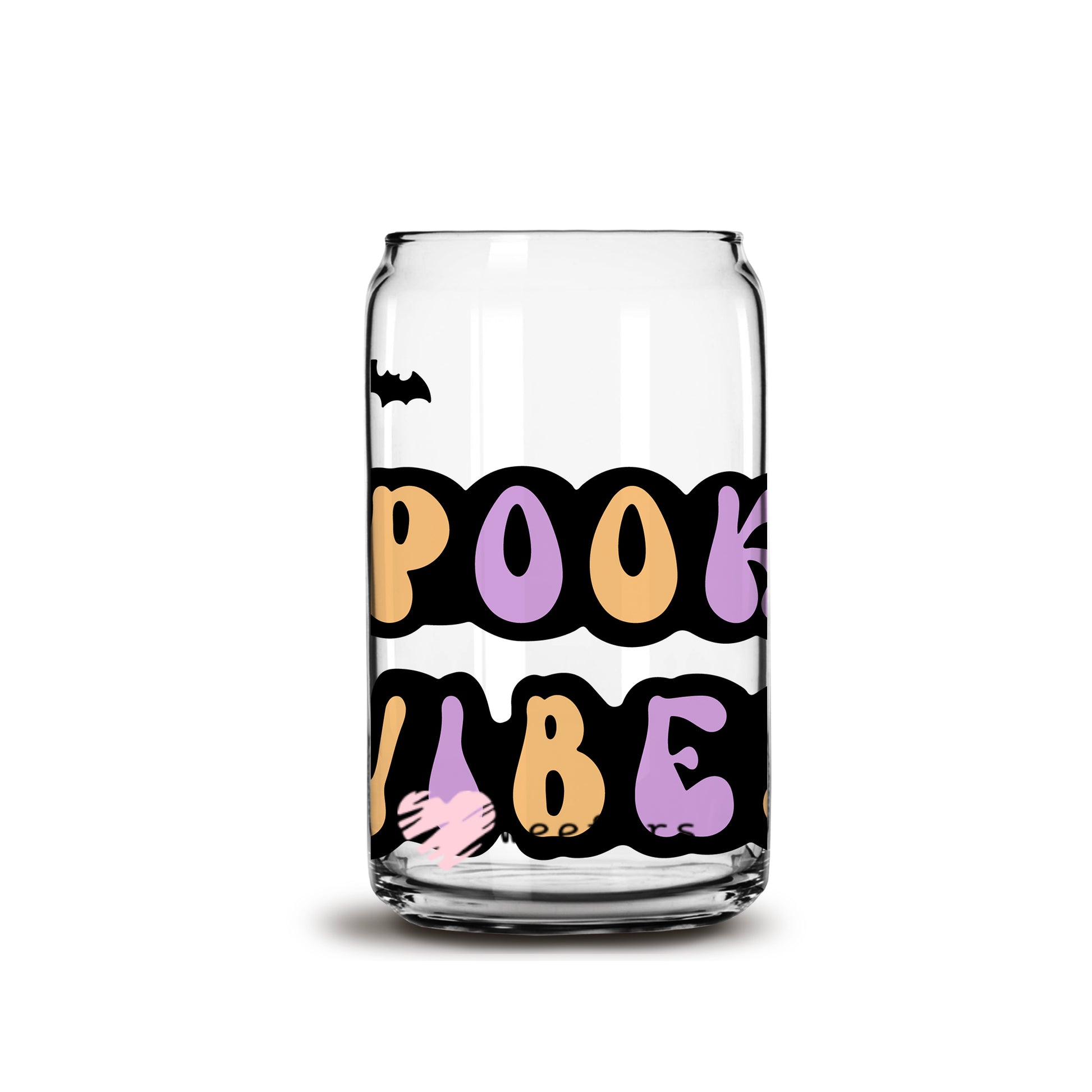 Spooky Vibes Purple and Orange 16oz Libbey Glass Can UV DTF or Sublimation Wrap - Decal - Weefers