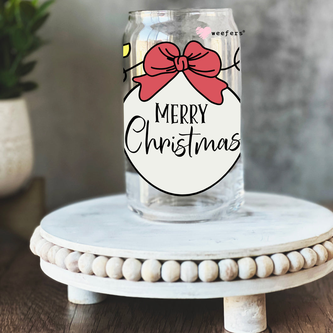 Merry Christmas 16oz Libbey Glass Can UV-DTF or Sublimation Wrap - Decal