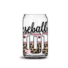 Load image into Gallery viewer, Baseball Mom Beige Leopard Libbey Glass Can Wrap UV-DTF Sublimation Transfers
