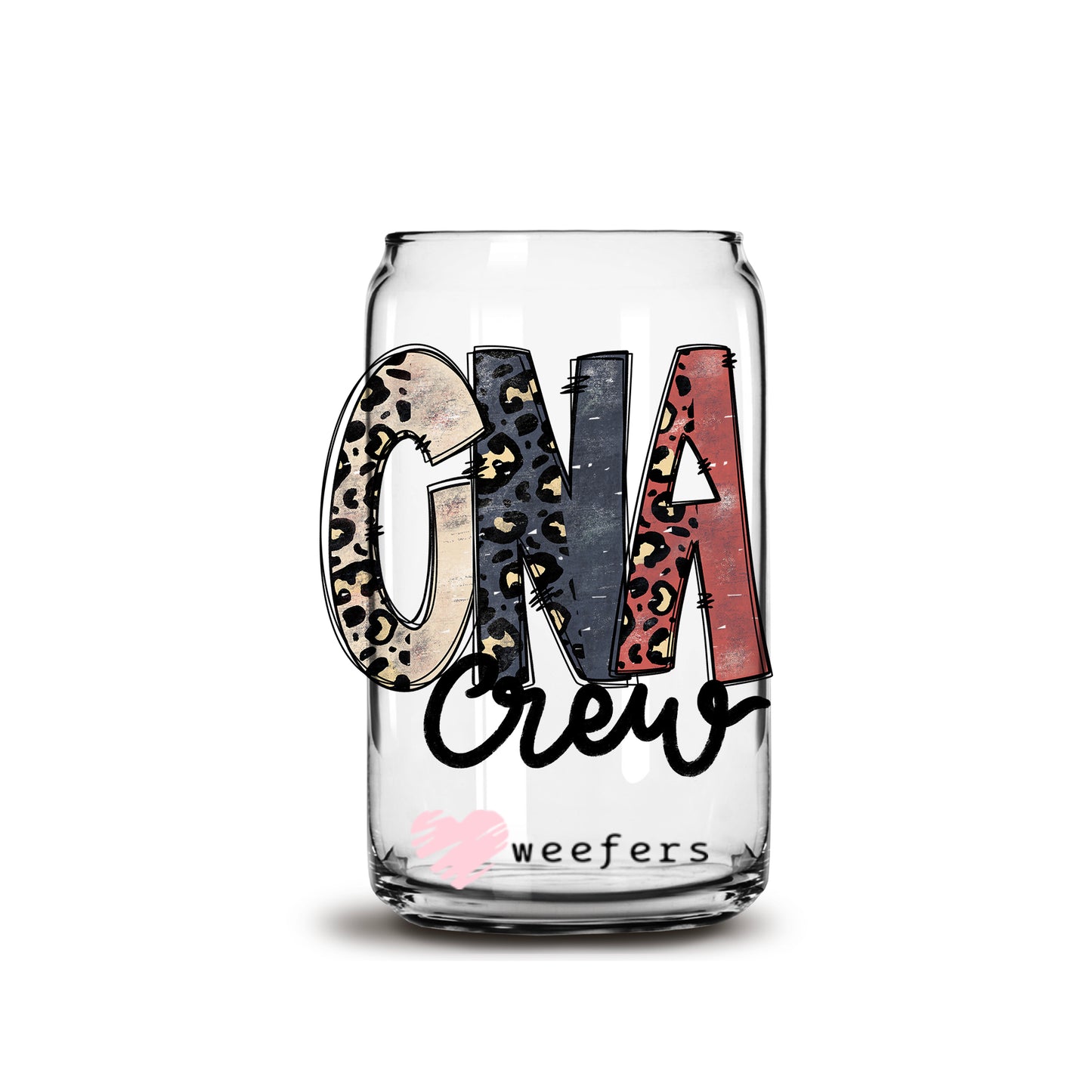 CNA Crew Doodle 16oz Libbey Glass Can UV DTF or Sublimation Wrap - Decal - Weefers