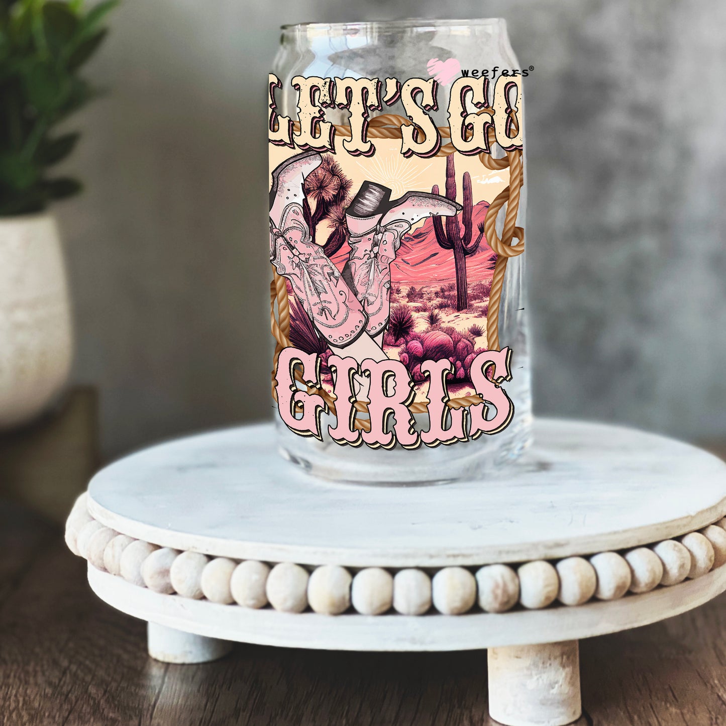 Let's Go Girls Western 16oz Libbey Glass Can UV DTF or Sublimation Wrap - Decal - Weefers