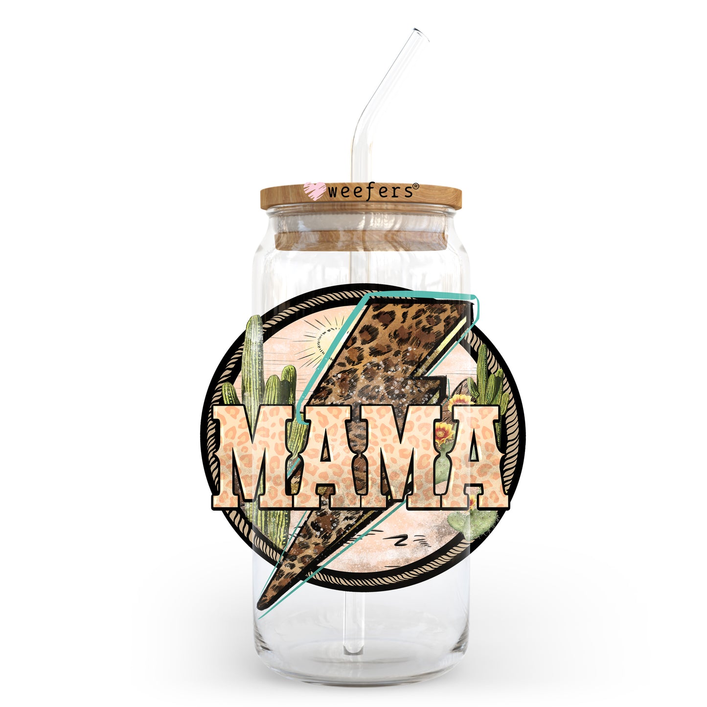 Mama Aztec Circle 20oz Libbey Glass Can UV DTF or Sublimation Wrap - Decal Transfer - Weefers