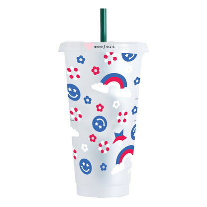 4th of July Rainbows 24oz UV DTF Cold Cup Wrap - Ready to apply Wrap - NO HOLE - Weefers