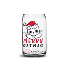 Load image into Gallery viewer, Merry Catmas 16oz Libbey Glass Can UV-DTF or Sublimation Wrap - Decal
