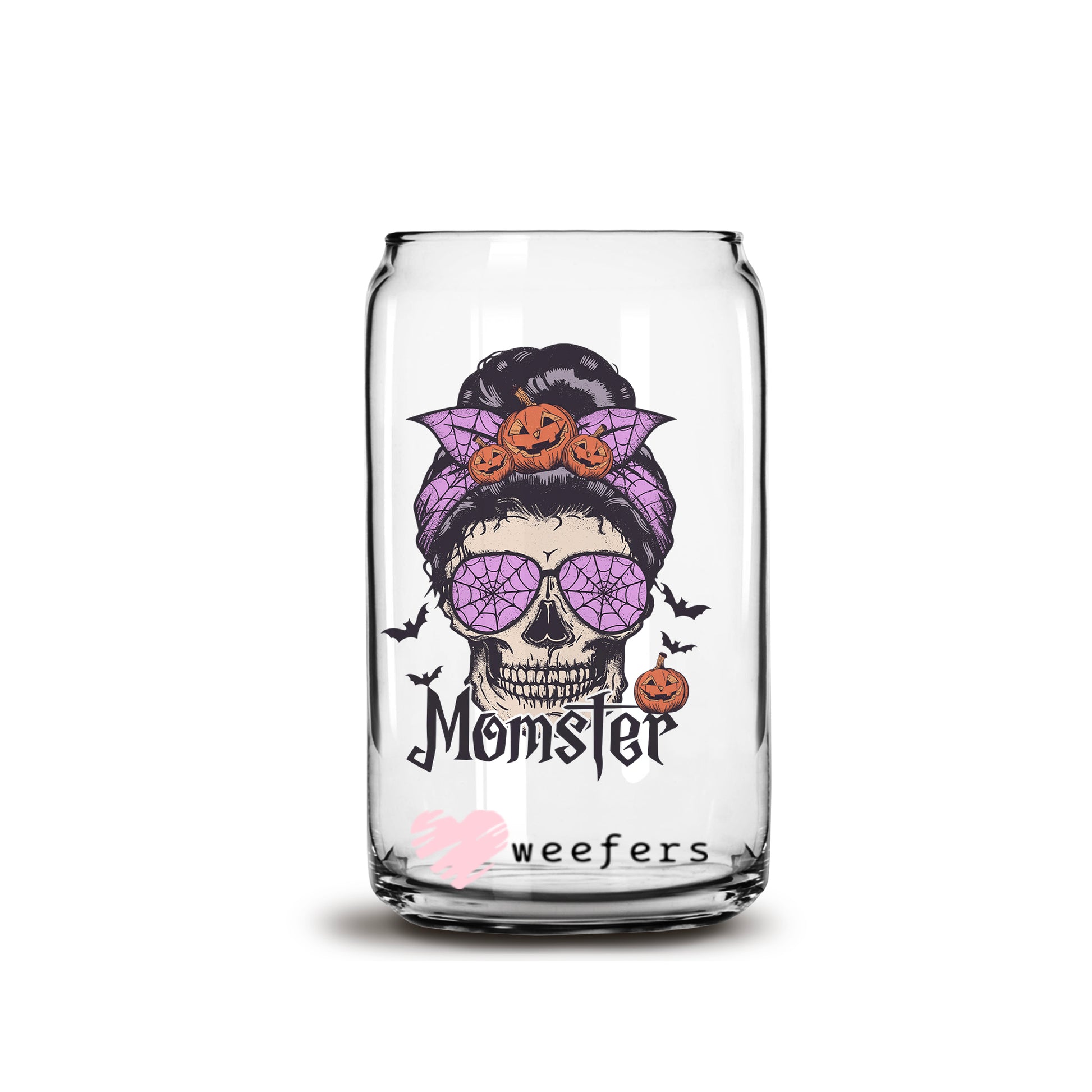 Momster Halloween 16oz Libbey Glass Can UV DTF or Sublimation Wrap - Decal - Weefers