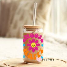 Load image into Gallery viewer, Choose Happy Retro Flowers Libbey Glass Can Wrap UV-DTF Sublimation Transfers
