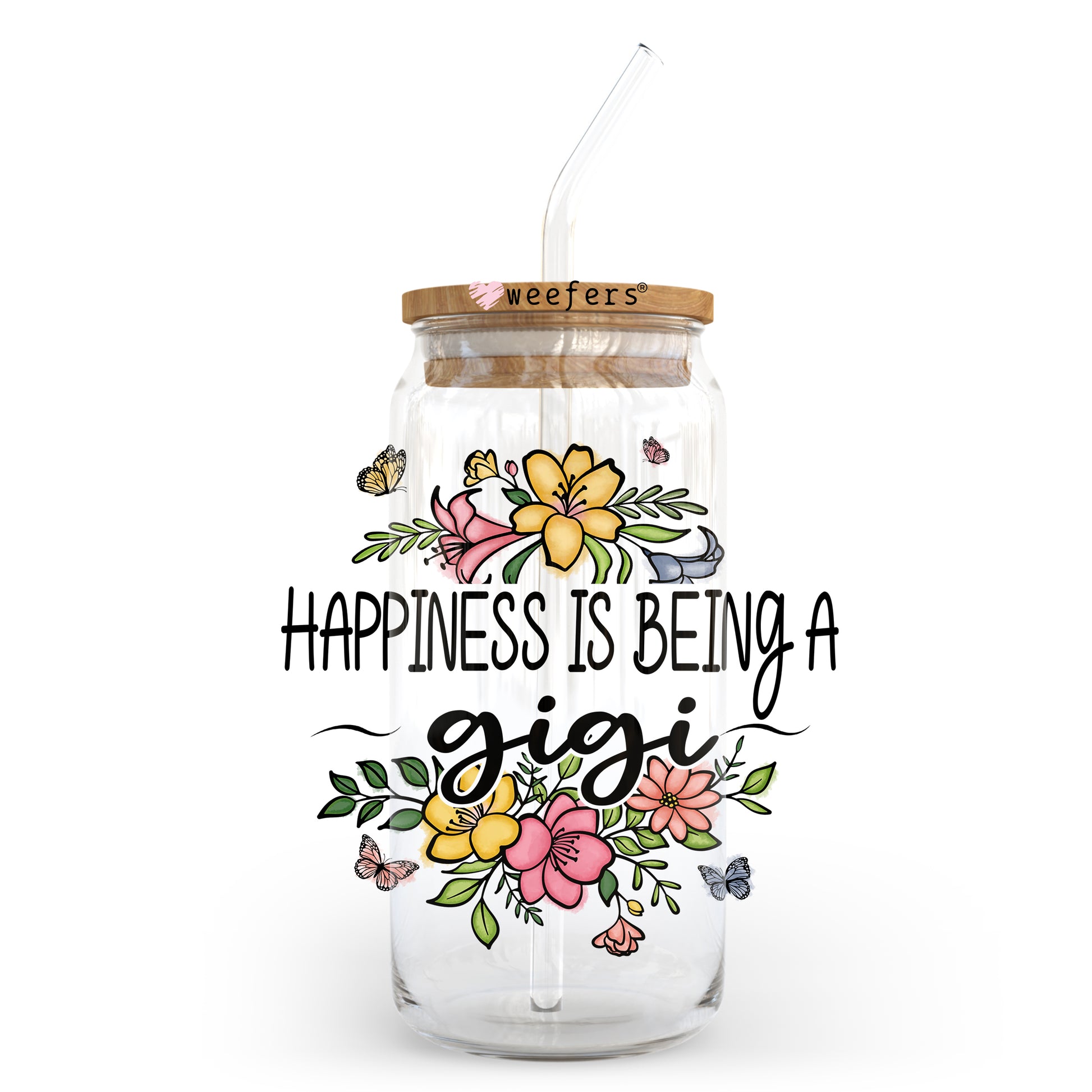 Happiness is being a Gigi 20oz Libbey Glass Can UV DTF or Sublimation Wrap - Decal - Weefers