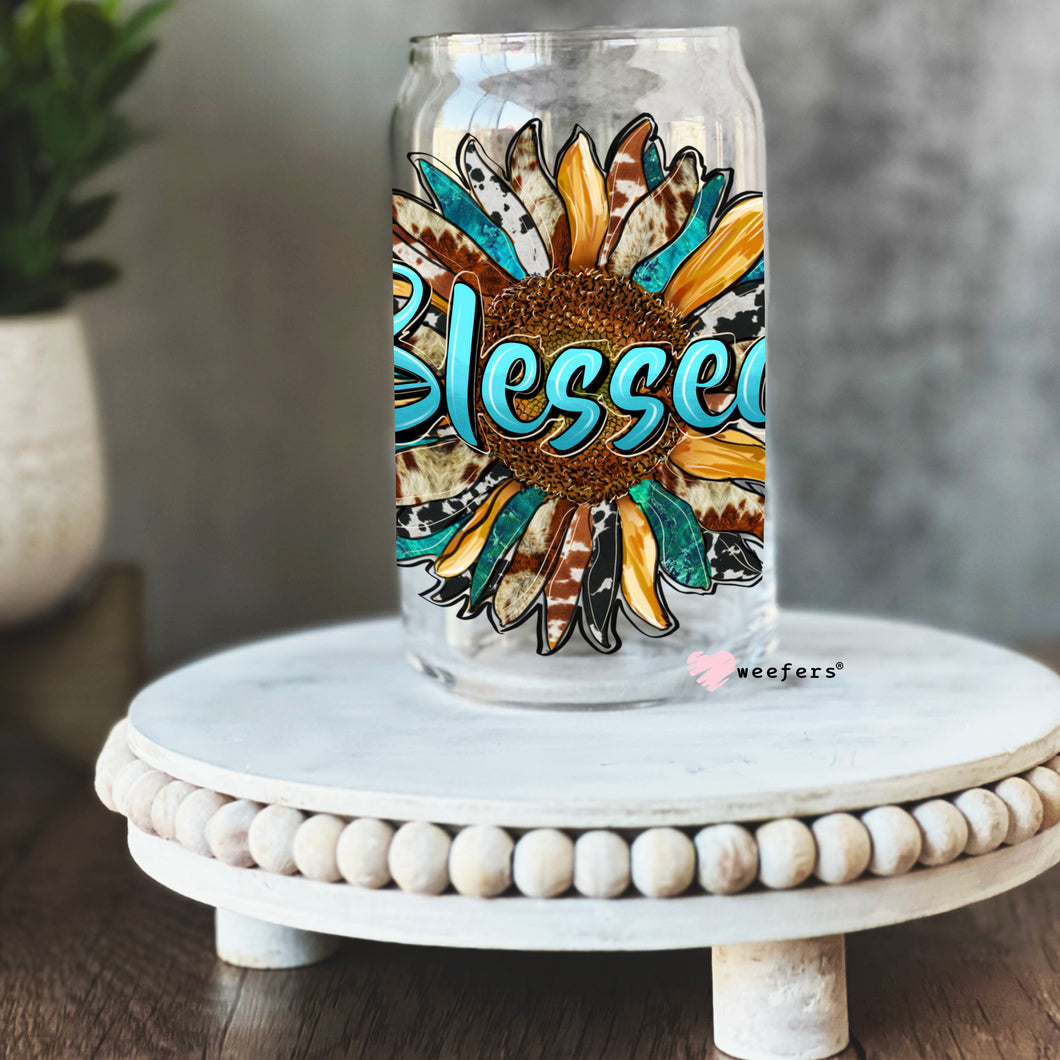 Mother's Day Western Blessed Mom 16oz Libbey Glass Can UV-DTF or Sublimation Wrap - Decal