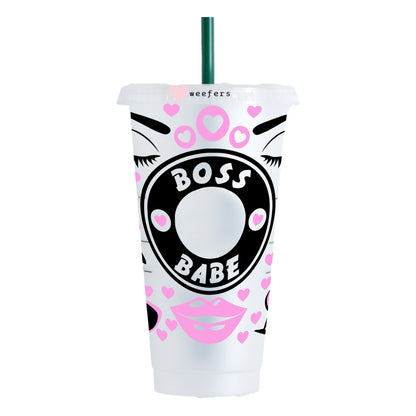 Boss Babe Heels and Drinks HOLE 24oz Cold Cup UV DTF Wrap - Ready to apply Wrap - Weefers