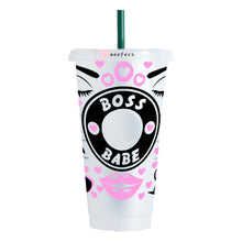 Load image into Gallery viewer, Boss Babe Heels and Drinks HOLE 24oz Cold Cup UV-DTF Wrap - Ready to apply Wrap
