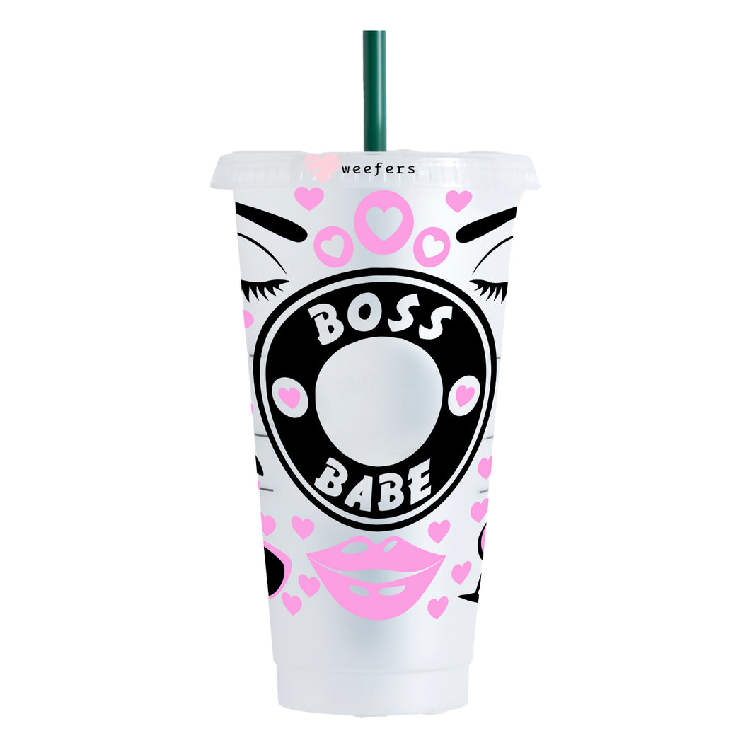 Boss Babe Heels and Drinks HOLE 24oz Cold Cup UV-DTF Wrap - Ready to apply Wrap