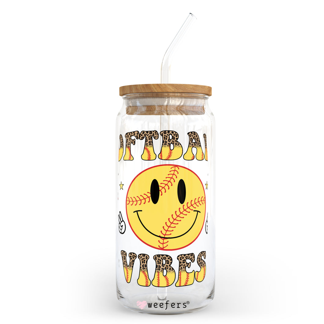 Softball Vibes 20oz Libbey Glass Can UV-DTF or Sublimation Wrap - Decal