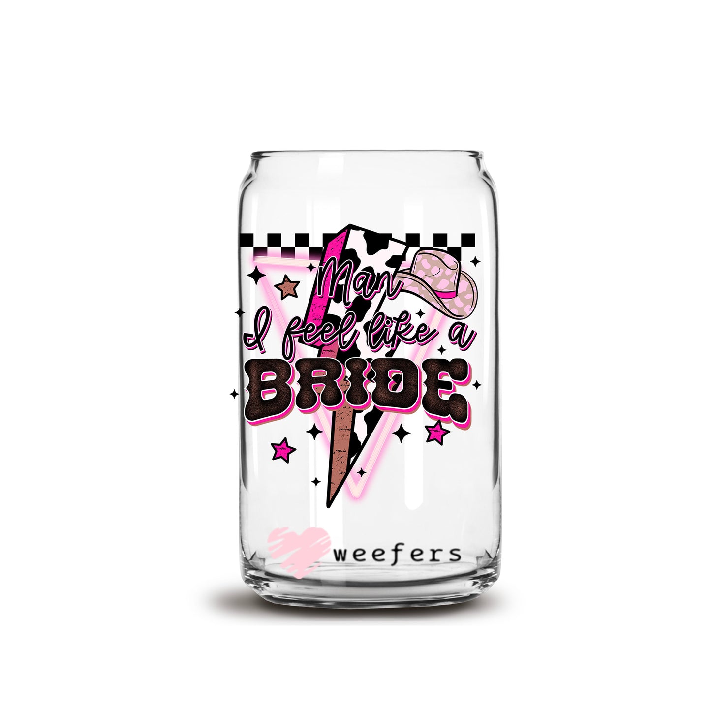 Western Bride 16oz Libbey Glass Can UV DTF or Sublimation Cup Wrap - Decal Transfer - Weefers