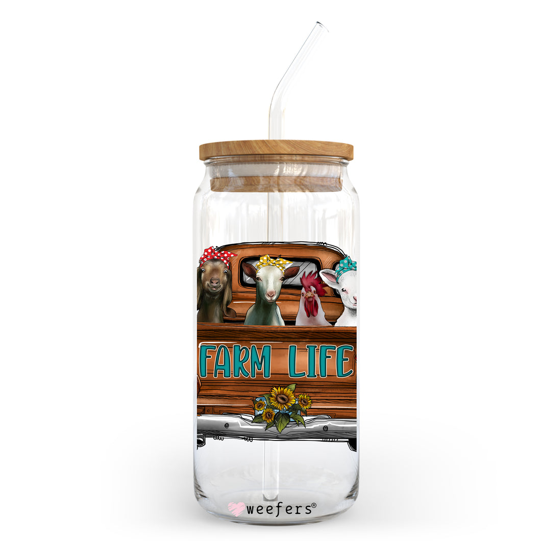 Farm Life 20oz Libbey Glass Can, 34oz Hip Sip, 40oz Tumbler UVDTF or Sublimation Decal Transfer