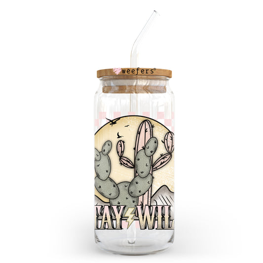Stay Wild Cactus 20oz Libbey Glass Can UV DTF or Sublimation Wrap - Decal Transfer Weefers
