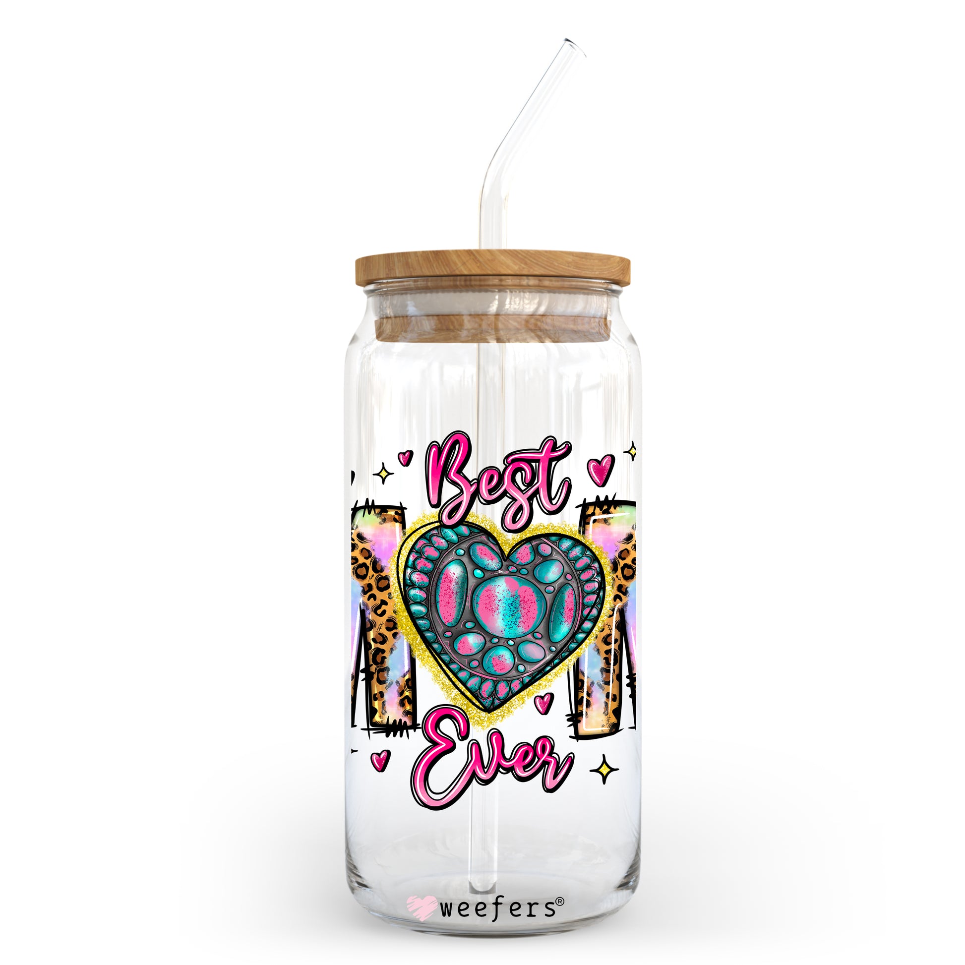 Best Mom Ever Heart 20oz Libbey Glass Can, 34oz Hip Sip, 40oz Tumbler UV DTF or Sublimation Decal Transfer - Weefers