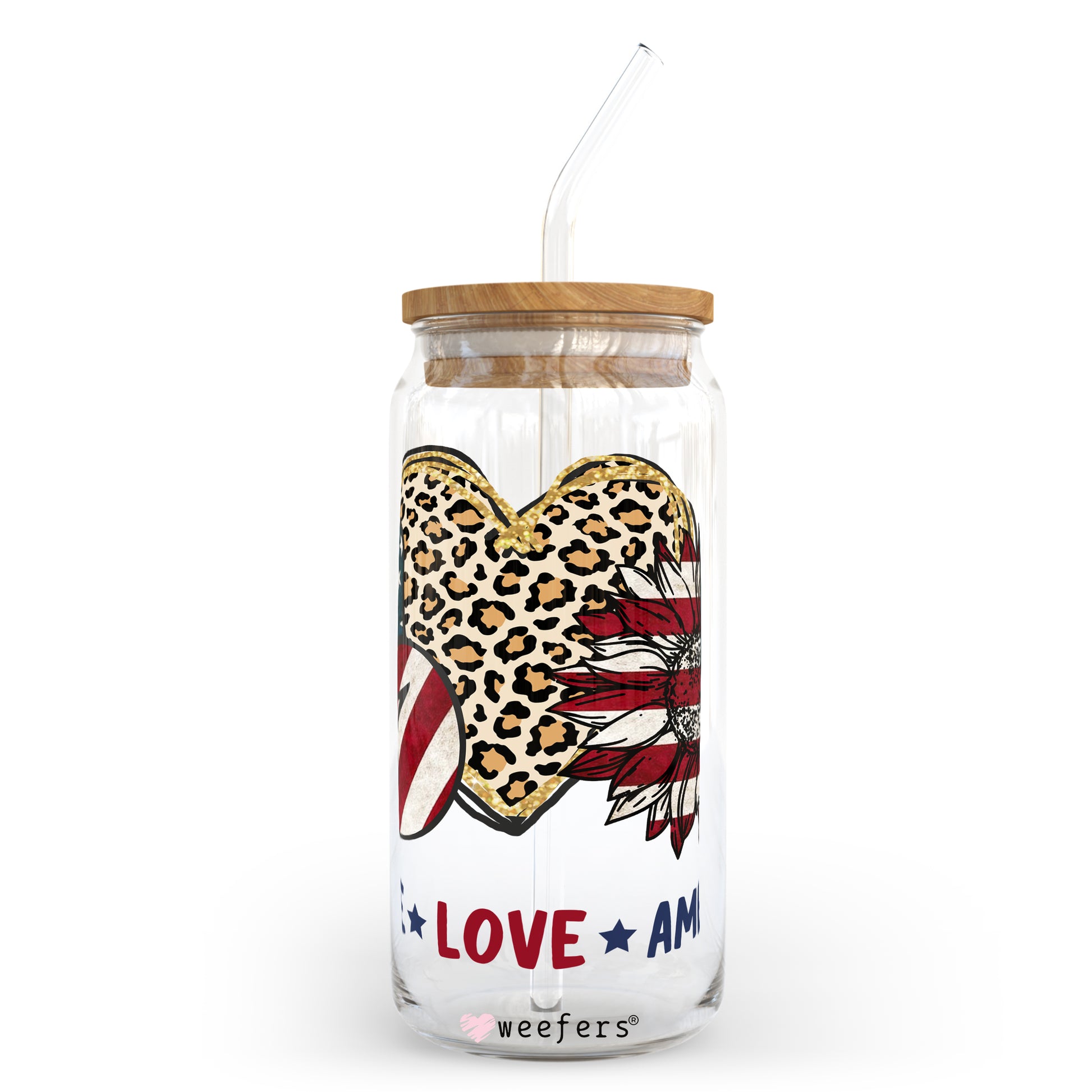 Peace Love America 20oz Libbey Glass Can, 34oz Hip Sip, 40oz Tumbler UV DTF or Sublimation Decal Transfer - Weefers