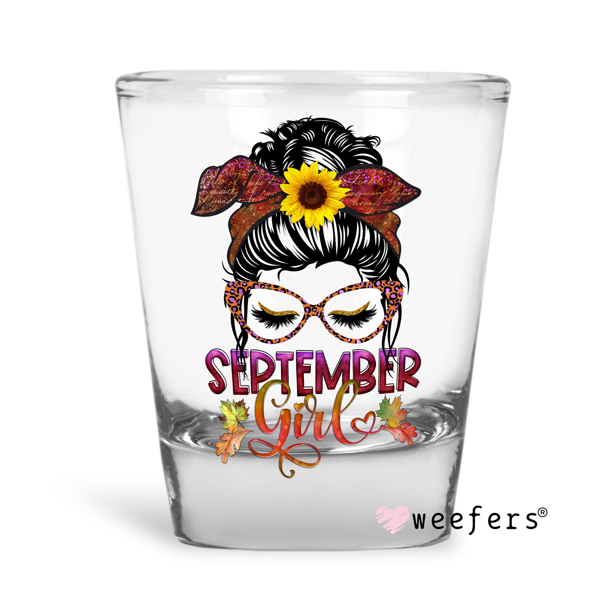 September Girl Shot Glass Short UV DTF or Sublimation Wrap - Decal - Weefers