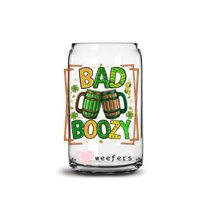 Bad and Boozy St Patrick's Day 16oz Libbey Glass Can UV DTF or Sublimation Cup Wrap - Decal Transfer - Weefers