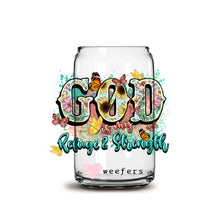 Load image into Gallery viewer, God is my Refuge and my Strength 16oz Libbey Glass Can UV-DTF or Sublimation Wrap - Decal
