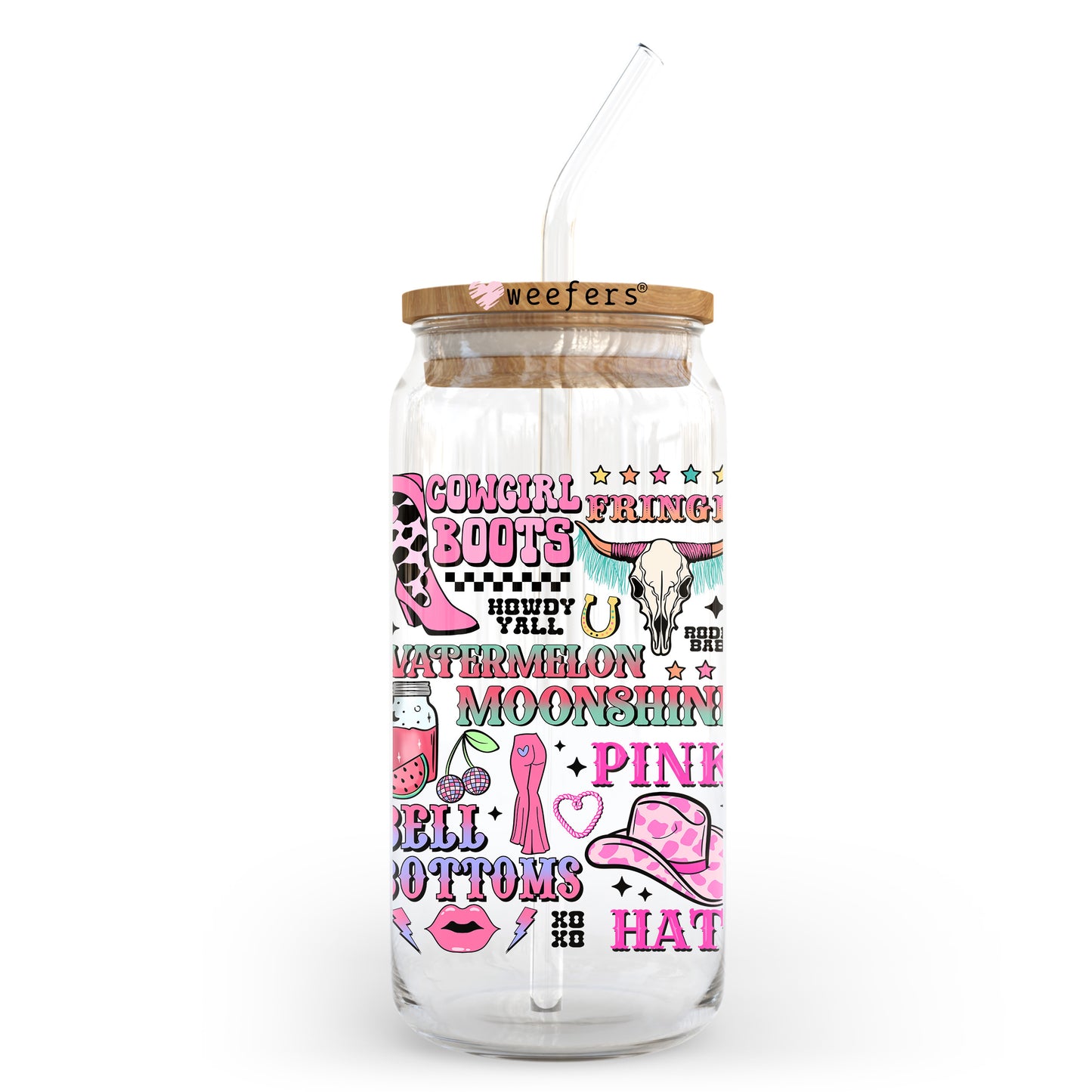 Cowgirl Favorite Things 20oz Libbey Glass Can UV DTF or Sublimation Wrap - Decal Transfer - Weefers