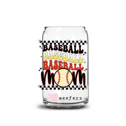 Baseball Mom Stacked 16oz Libbey Glass Can UV DTF or Sublimation Cup Wrap - Decal Transfer - Weefers