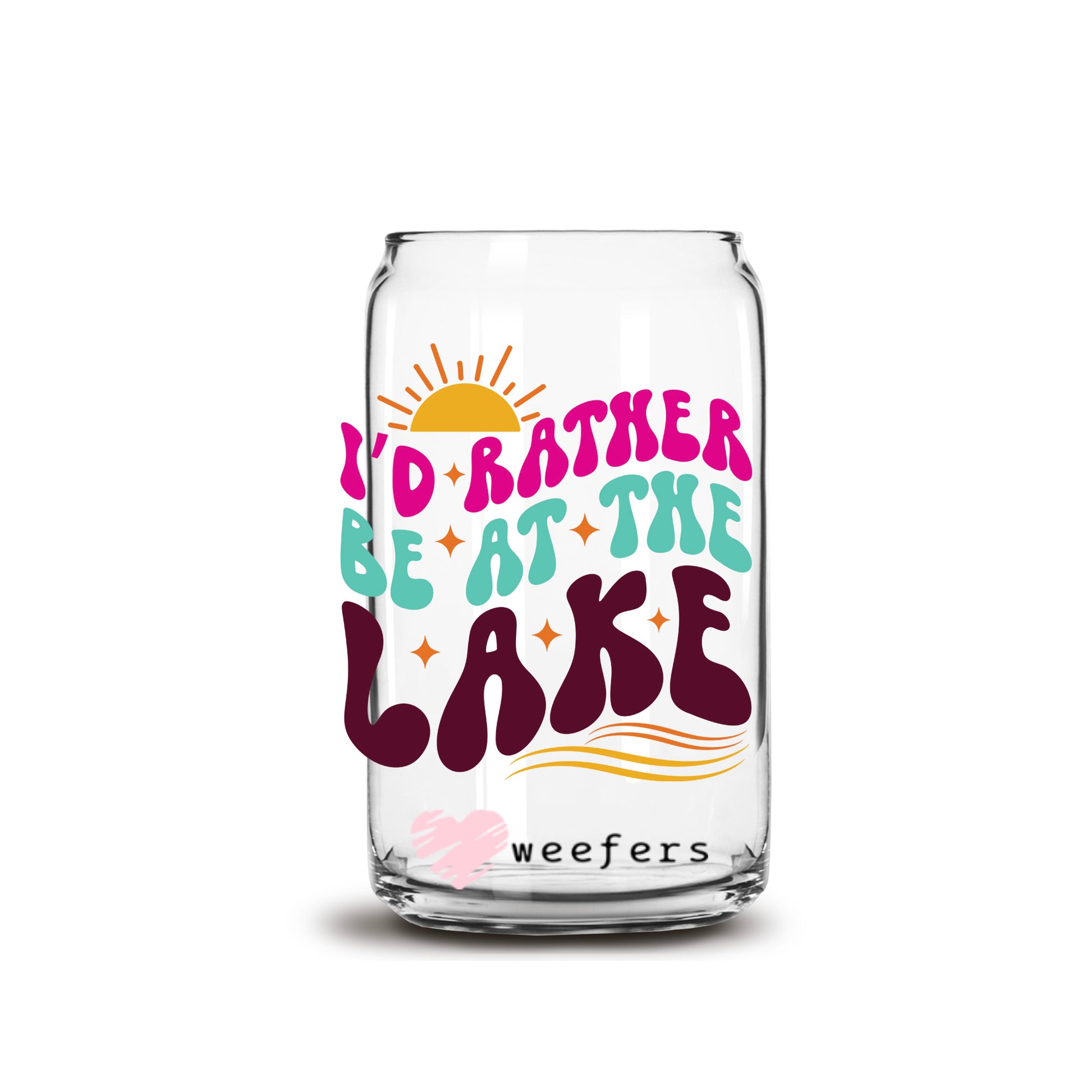 I'd Rather Be at the Lake 16oz Libbey Glass Can UV DTF or Sublimation Cup Wrap - Decal Transfer Weefers