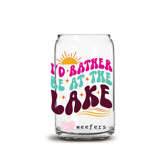 I'd Rather Be at the Lake 16oz Libbey Glass Can UV DTF or Sublimation Cup Wrap - Decal Transfer Weefers