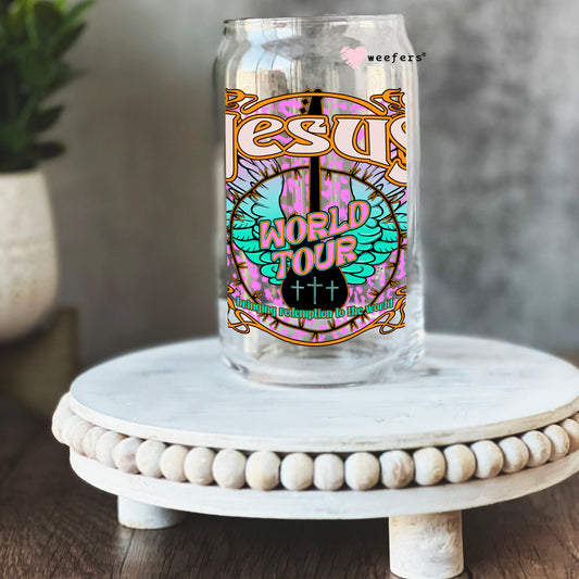 Jesus World Tour 16oz Libbey Glass Can UV DTF or Sublimation Cup Wrap - Decal Transfer - Weefers