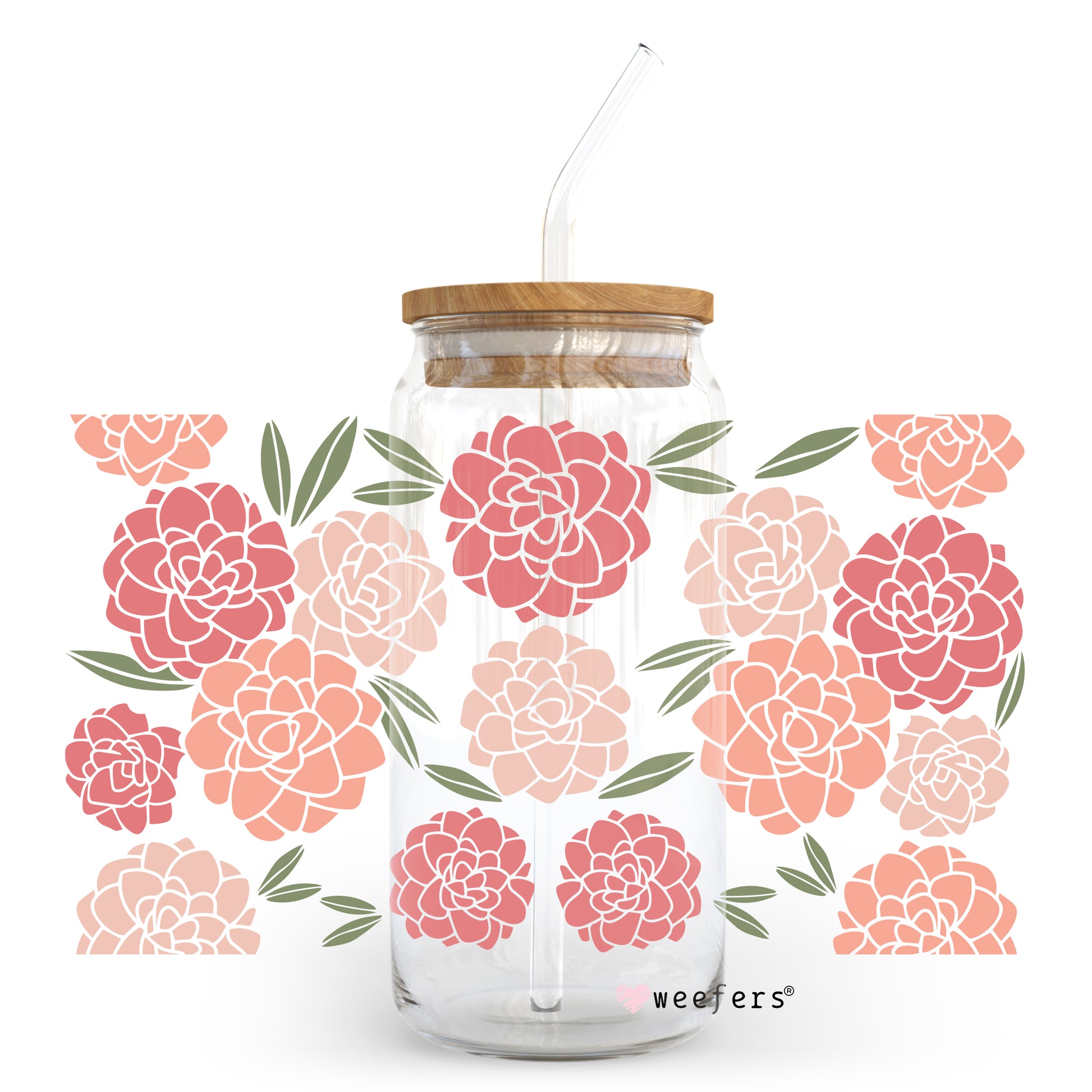 Peonies Floral 20oz Libbey Glass Can, 34oz Hip Sip, 40oz Tumbler UV DTF or Sublimation Decal Transfer - Weefers